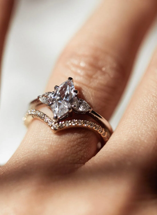 Chevron Diamond Wedding Band