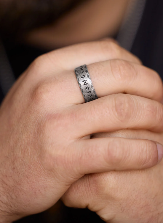 Norse Rune Engraved Wedding Band