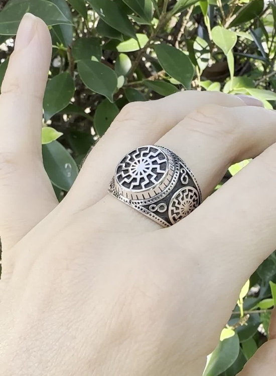 Norse Sun Wheel Wedding Ring