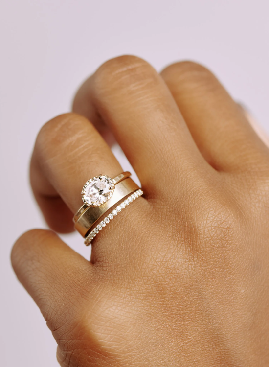 Oval East-West Engagement Ring with Wedding Band