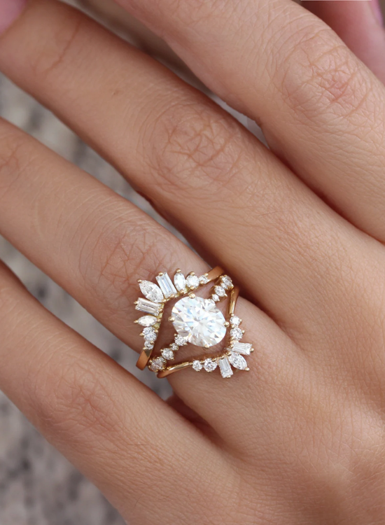Oval Engagement Ring with Nested Wedding Band
