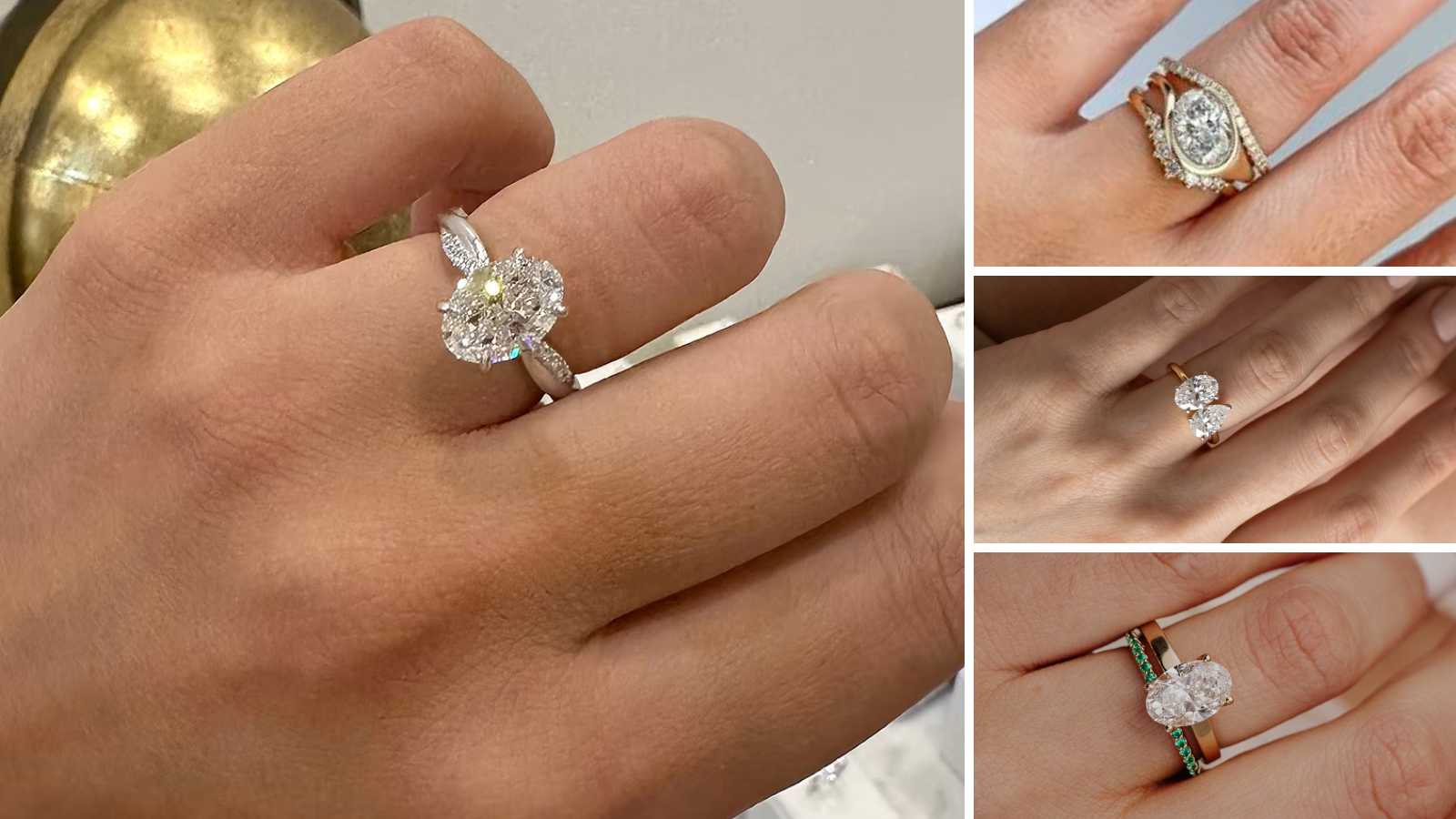 oval engagement ring with wedding band