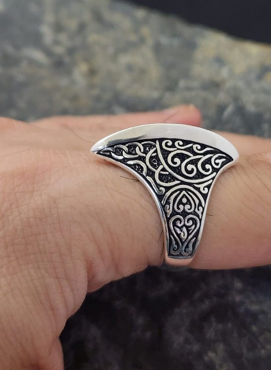 Viking Hammer Engraved Ring
