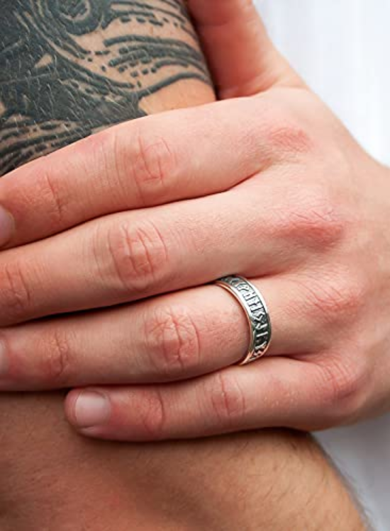 Wide Band Elder Futhark Wedding Ring