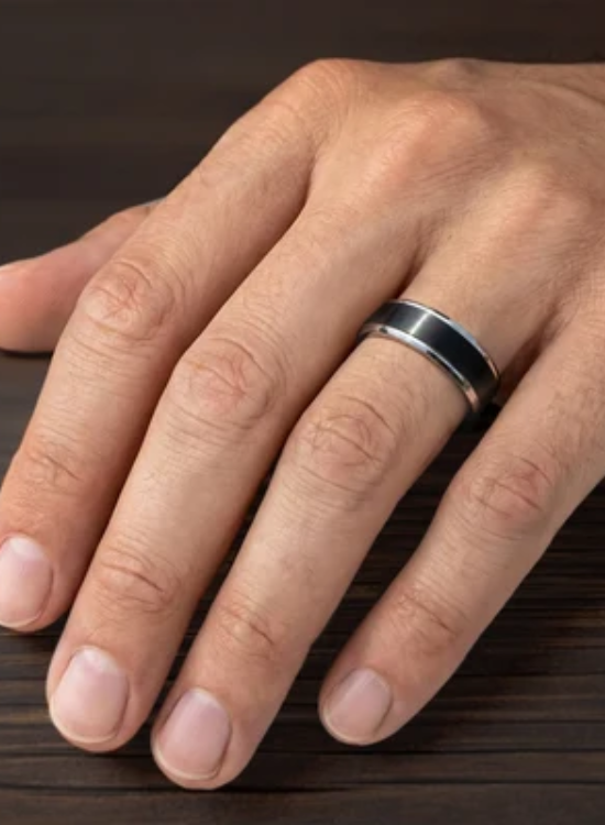 black creamic wedding ring