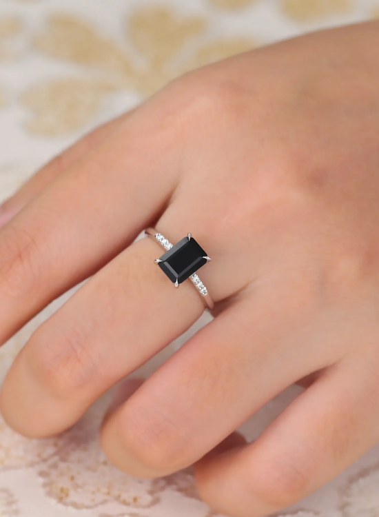 black engagement ring
