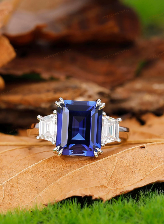 blue saphire engagement ring
