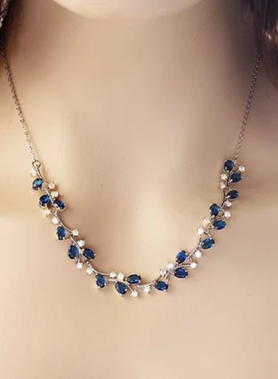 blue saphire wedding necklace