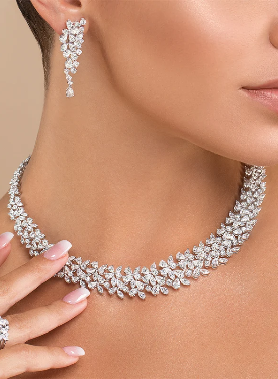 cluster shape bridal necklace