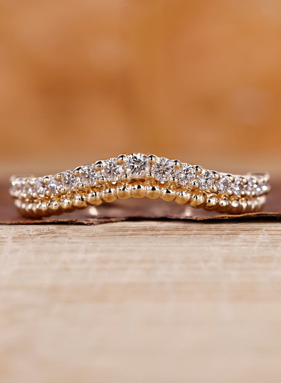 curved milgrain wedding ring