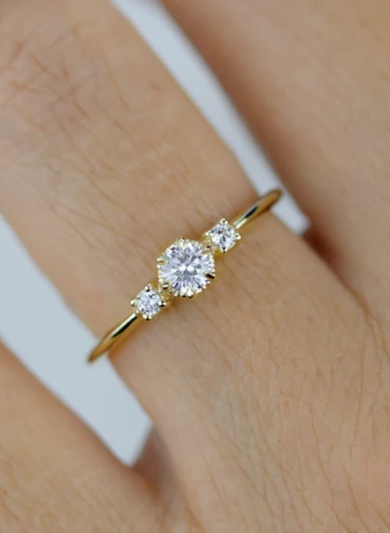 delicate 3 stone ring