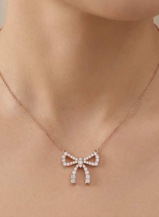 diamond bow necklace