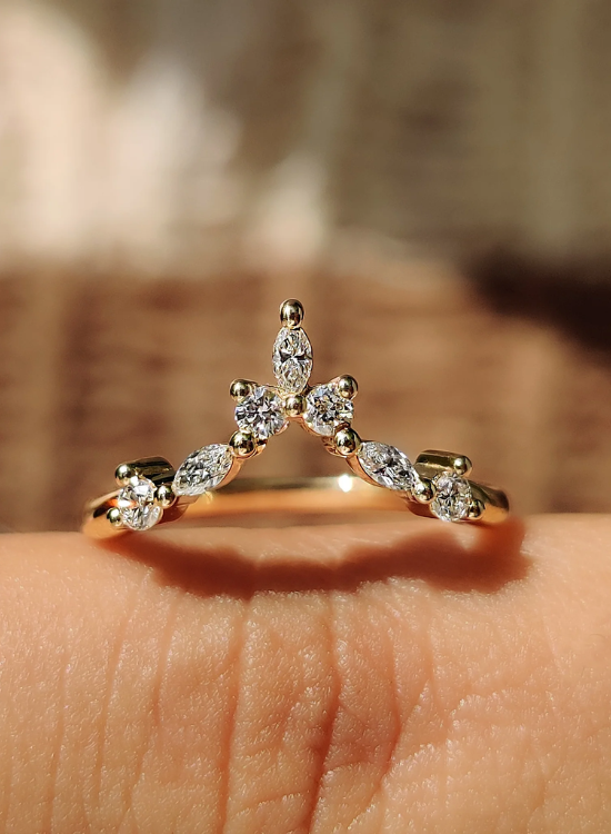 diamond chevron wedding band