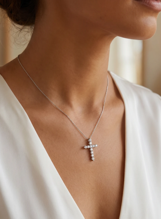 diamond crross necklace