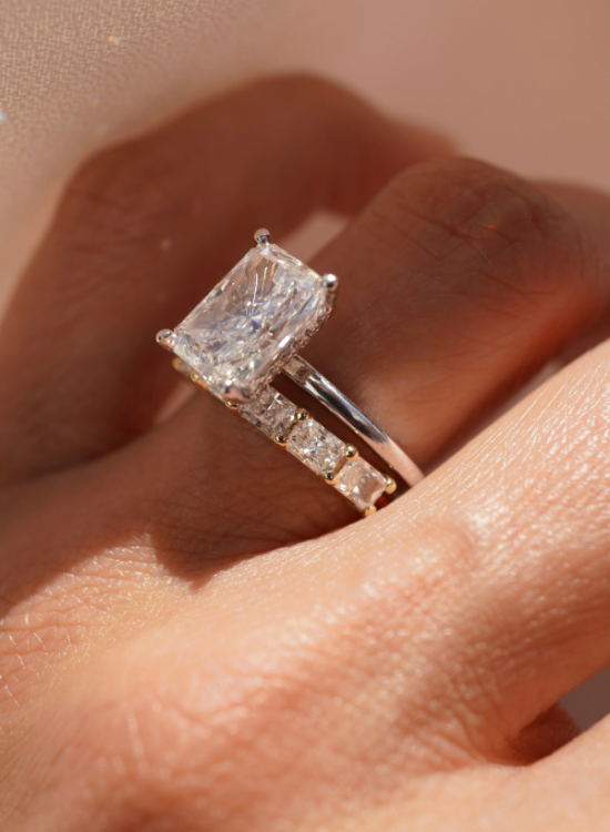 east west radiantsdiamond ring