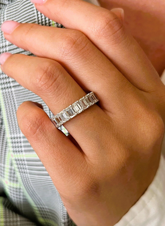 emerald cut wedding band