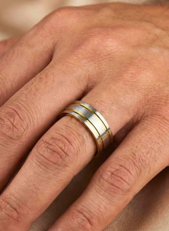 grooved gold wedding ring