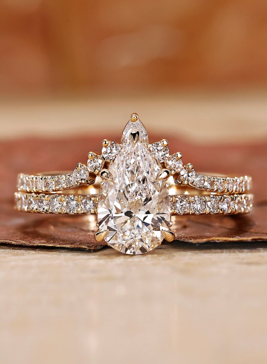 pear cut curved matching band