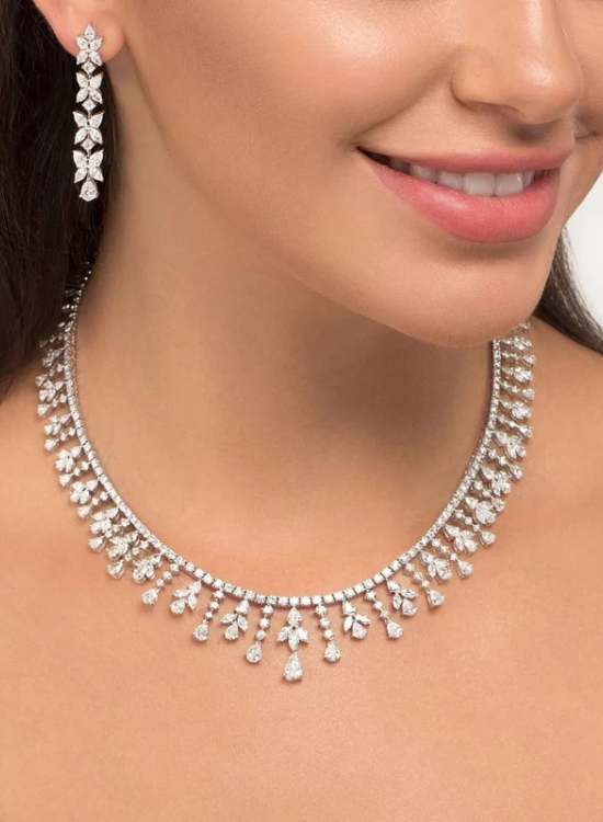 radiant bridal diamond necklace