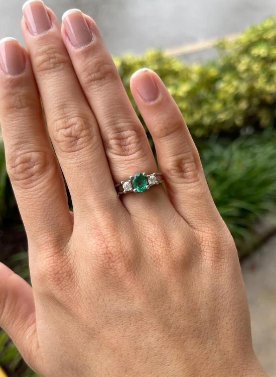 three stone white gold