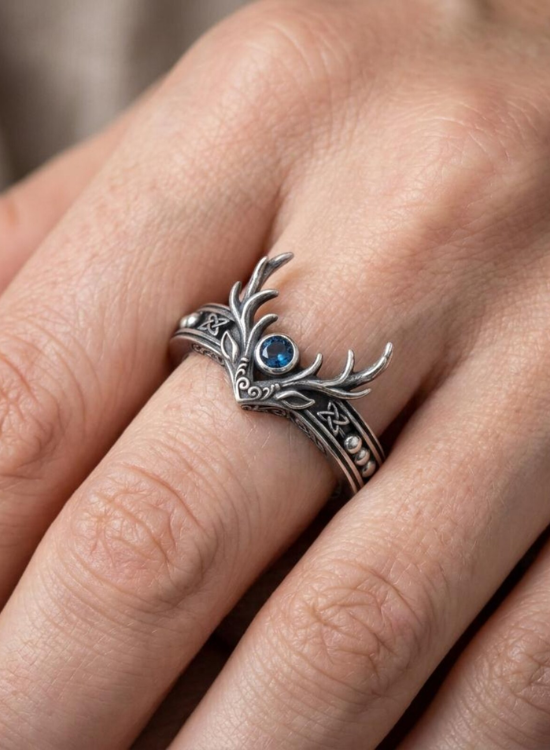 viking Nordic Antler Wedding Ring