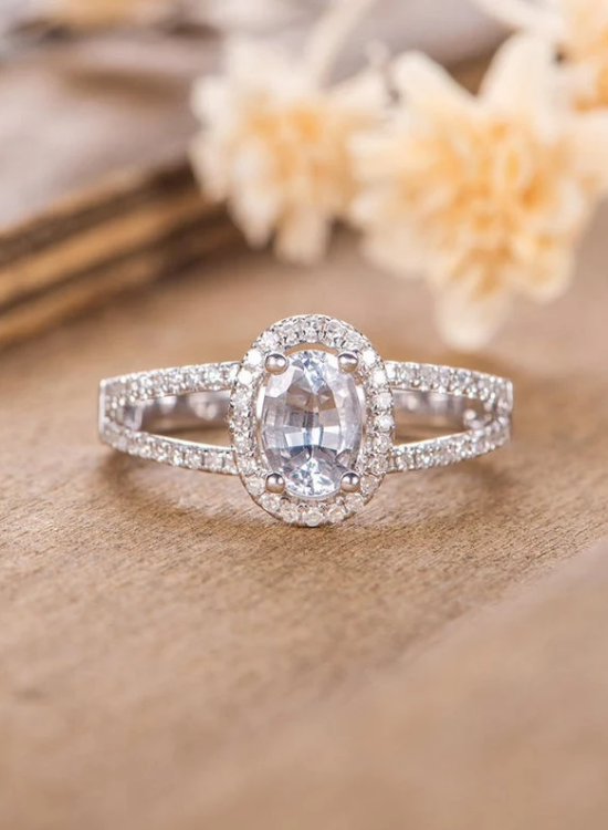 white saphire ring