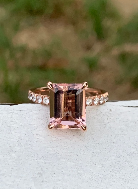 emerald cut rose ring