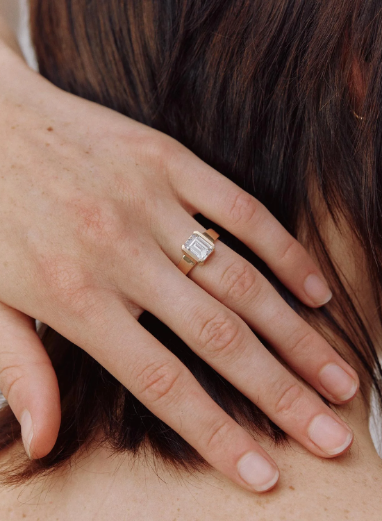 half bezzel engagement ring