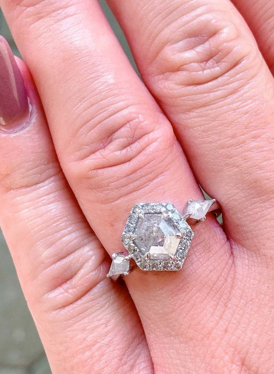 hexagon halo ring