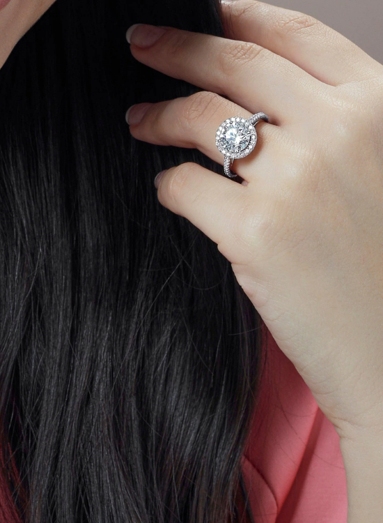 pave halo diamond ring