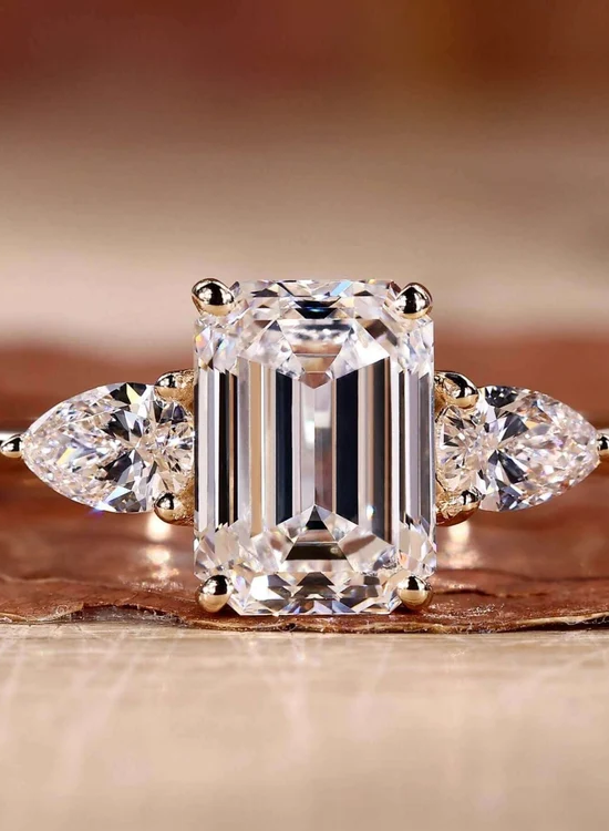 three cut stone ring