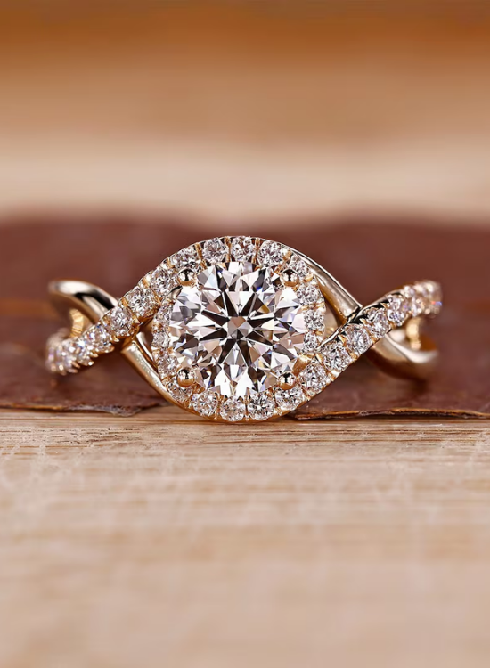 twisted band halo ring