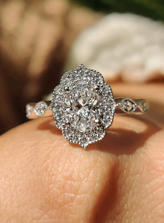 vintage milgrain halo ring